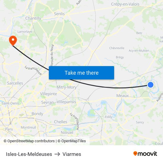 Isles-Les-Meldeuses to Viarmes map