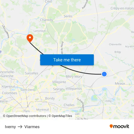 Iverny to Viarmes map