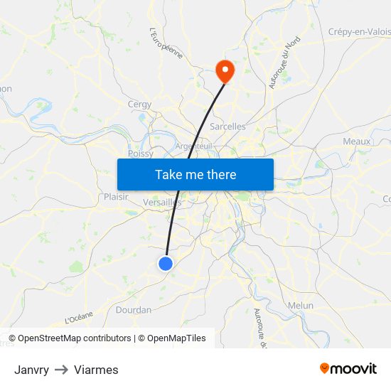 Janvry to Viarmes map