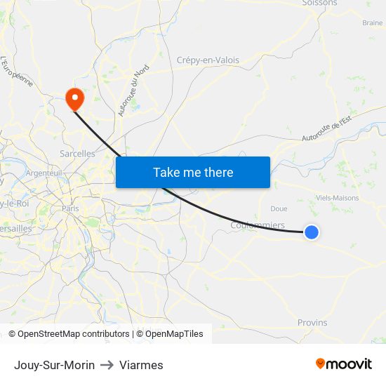 Jouy-Sur-Morin to Viarmes map