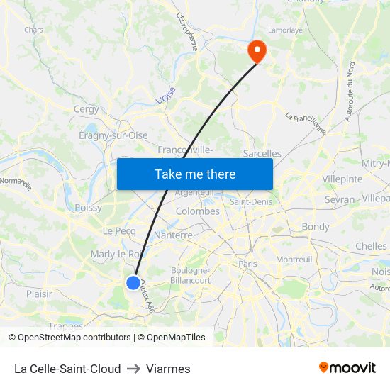 La Celle-Saint-Cloud to Viarmes map