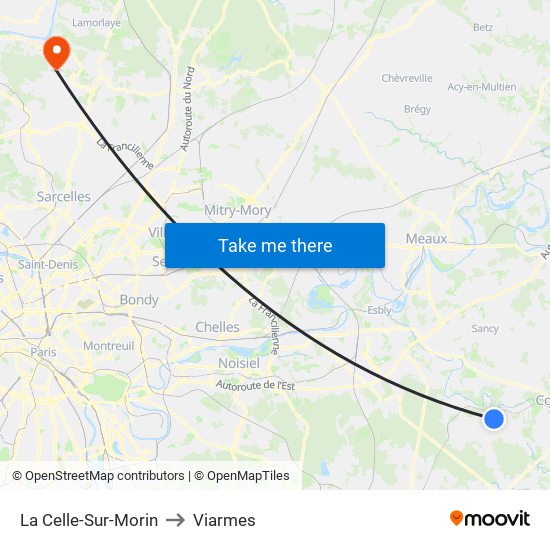 La Celle-Sur-Morin to Viarmes map
