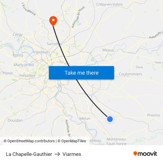 La Chapelle-Gauthier to Viarmes map