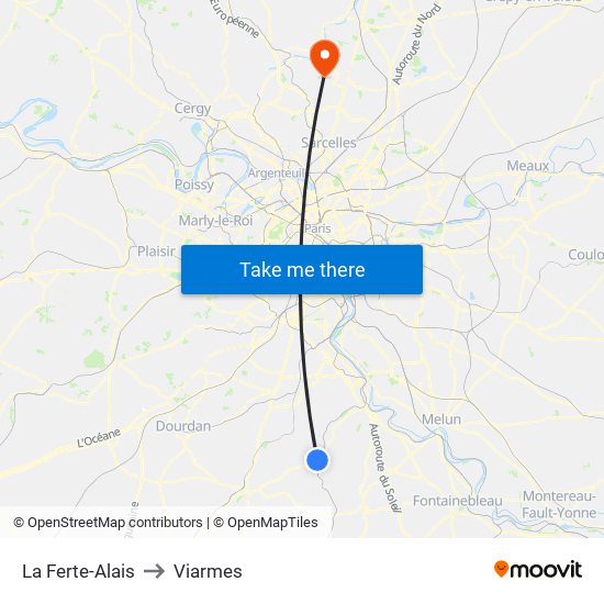 La Ferte-Alais to Viarmes map