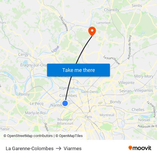 La Garenne-Colombes to Viarmes map