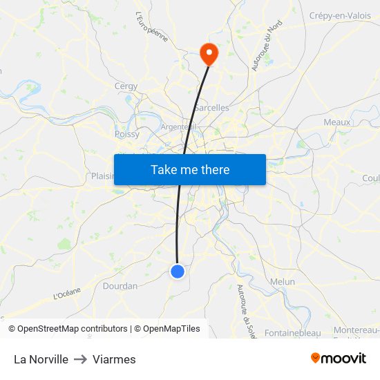 La Norville to Viarmes map