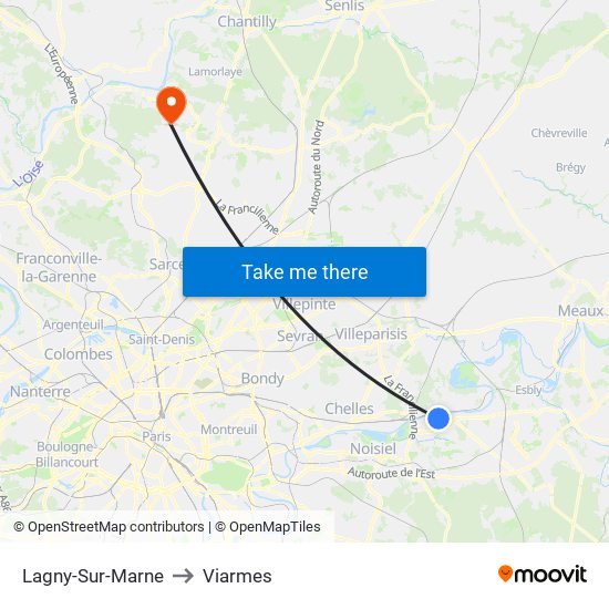Lagny-Sur-Marne to Viarmes map