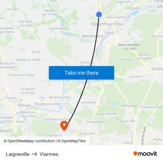 Laigneville to Viarmes map