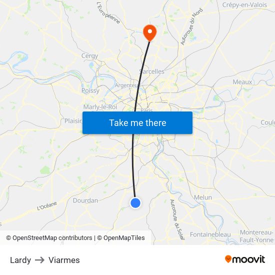 Lardy to Viarmes map
