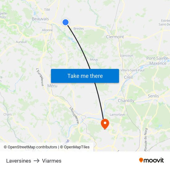 Laversines to Viarmes map
