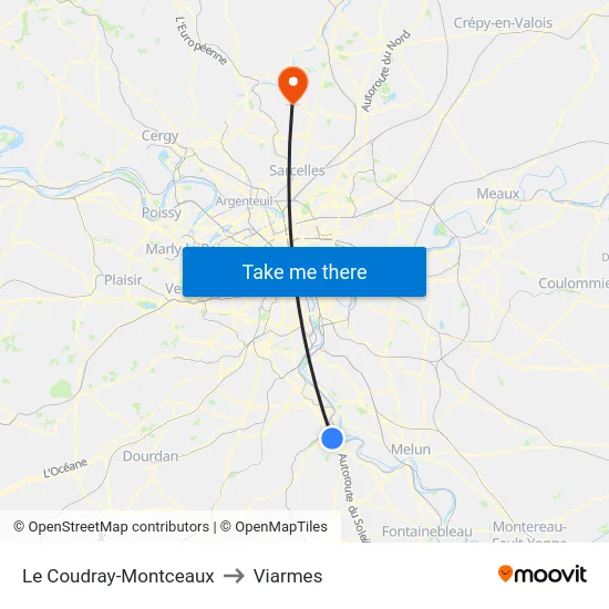 Le Coudray-Montceaux to Viarmes map