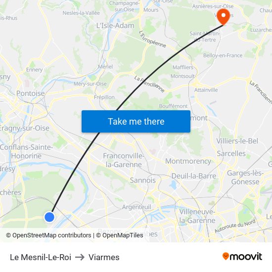 Le Mesnil-Le-Roi to Viarmes map