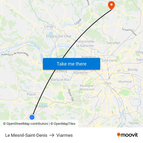 Le Mesnil-Saint-Denis to Viarmes map
