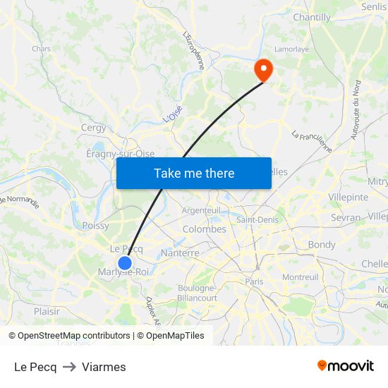Le Pecq to Viarmes map