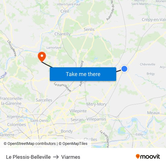 Le Plessis-Belleville to Viarmes map