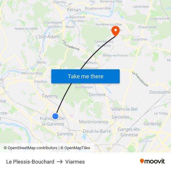 Le Plessis-Bouchard to Viarmes map