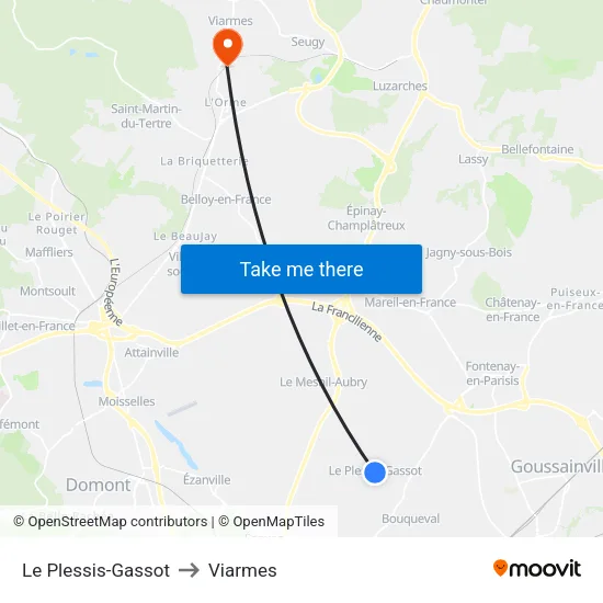 Le Plessis-Gassot to Viarmes map