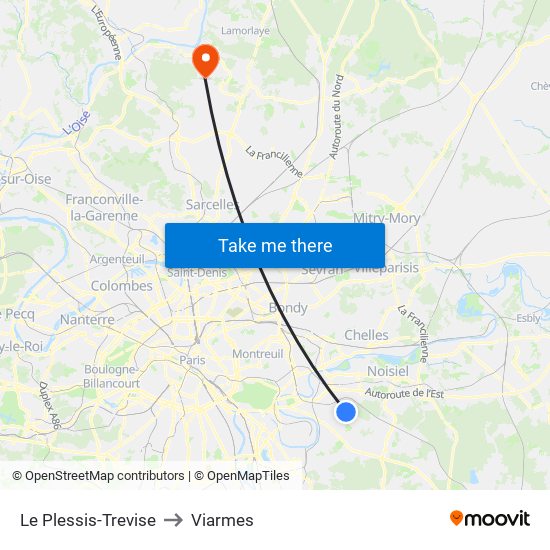 Le Plessis-Trevise to Viarmes map