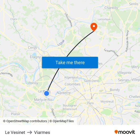Le Vesinet to Viarmes map