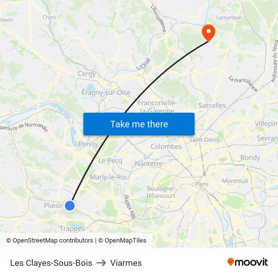 Les Clayes-Sous-Bois to Viarmes map