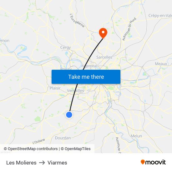 Les Molieres to Viarmes map