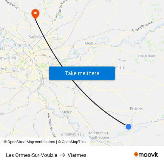 Les Ormes-Sur-Voulzie to Viarmes map