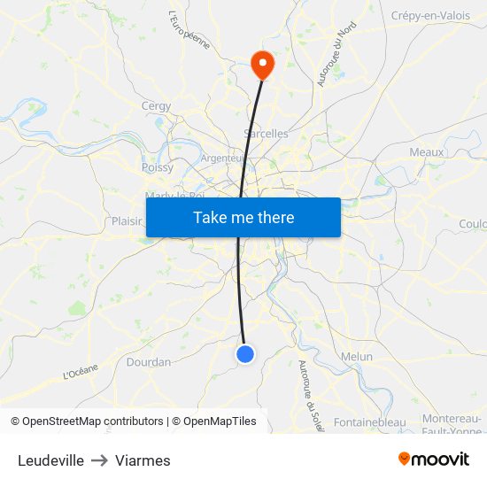 Leudeville to Viarmes map