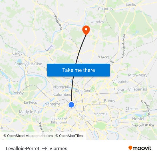 Levallois-Perret to Viarmes map