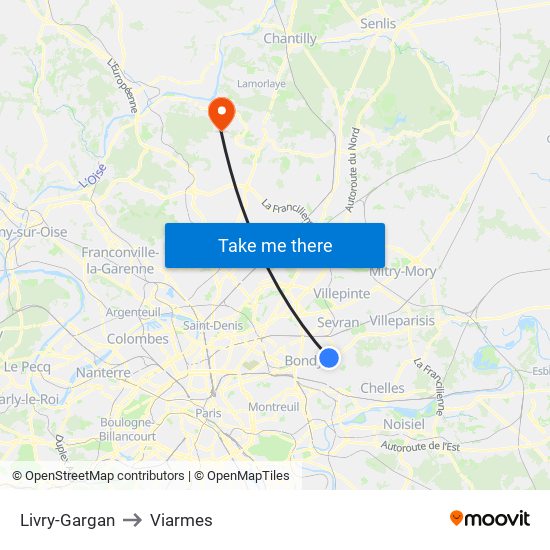 Livry-Gargan to Viarmes map