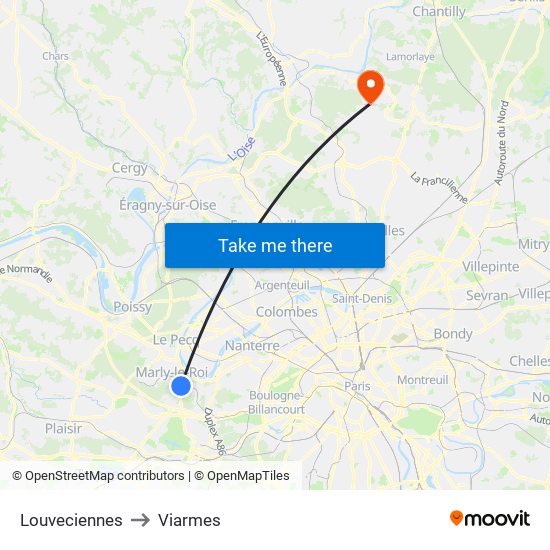 Louveciennes to Viarmes map