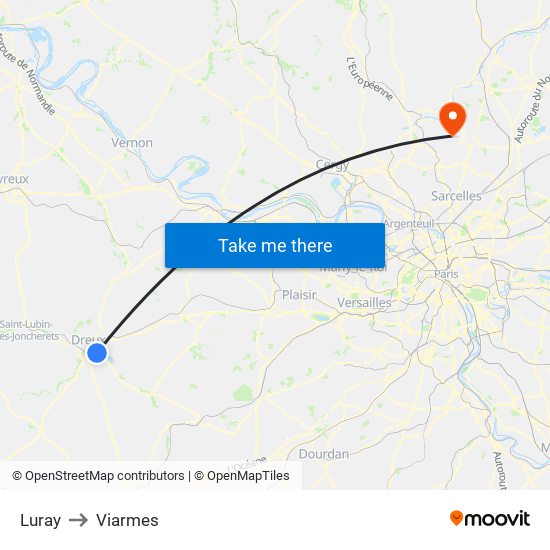 Luray to Viarmes map