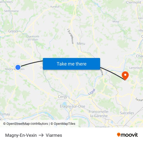 Magny-En-Vexin to Viarmes map
