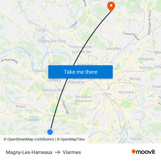 Magny-Les-Hameaux to Viarmes map