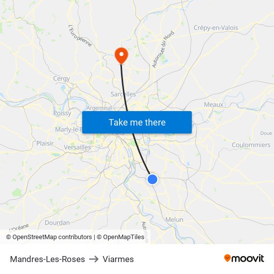 Mandres-Les-Roses to Viarmes map