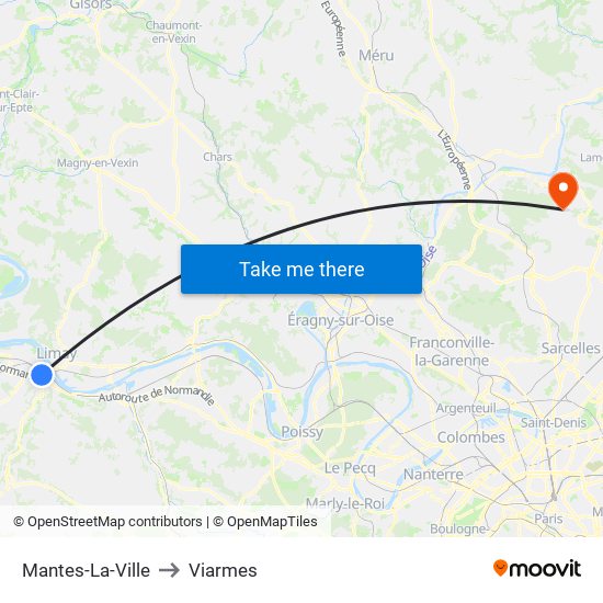 Mantes-La-Ville to Viarmes map