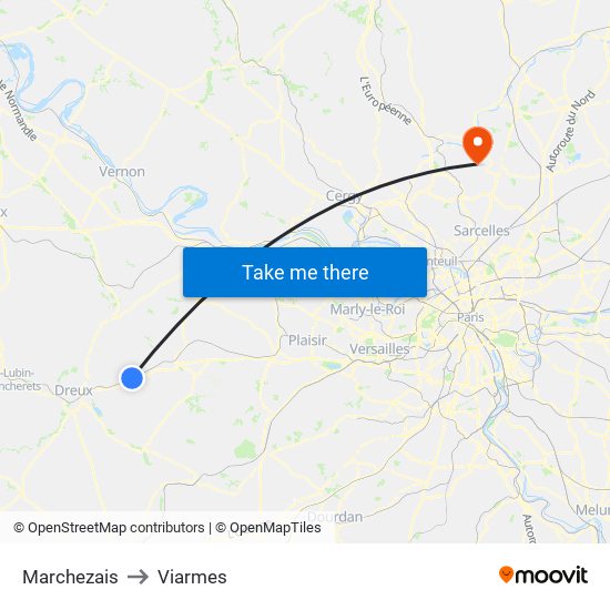 Marchezais to Viarmes map