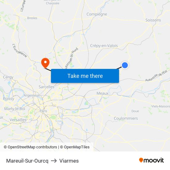 Mareuil-Sur-Ourcq to Viarmes map