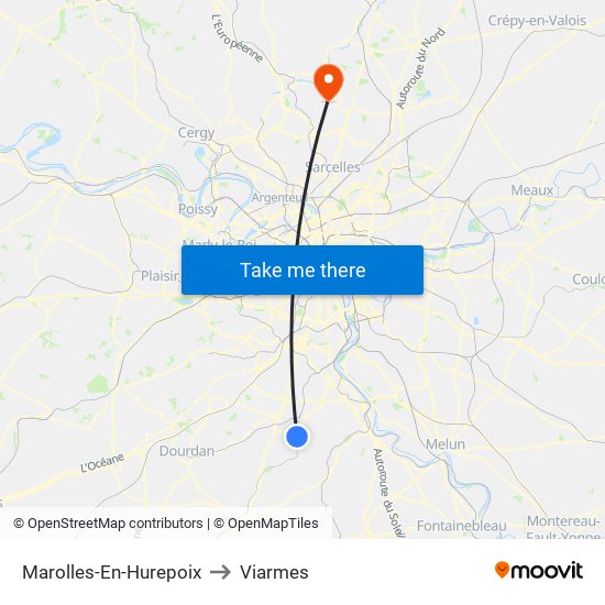 Marolles-En-Hurepoix to Viarmes map