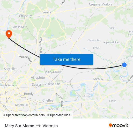 Mary-Sur-Marne to Viarmes map