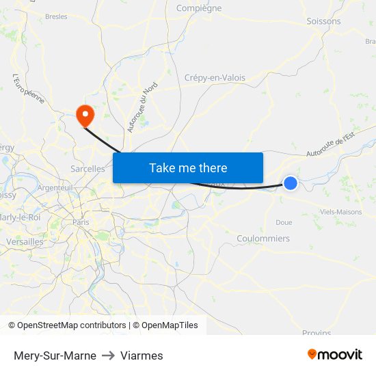 Mery-Sur-Marne to Viarmes map