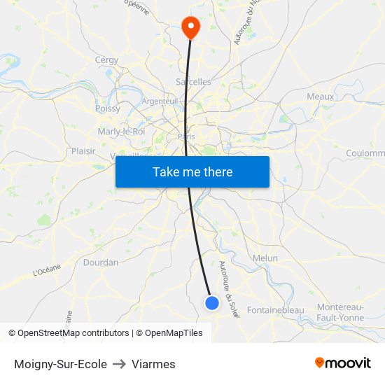 Moigny-Sur-Ecole to Viarmes map