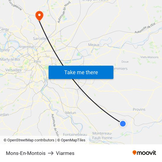 Mons-En-Montois to Viarmes map