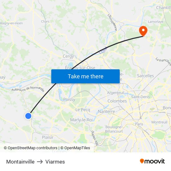 Montainville to Viarmes map