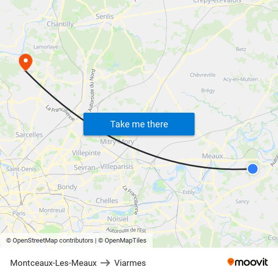 Montceaux-Les-Meaux to Viarmes map