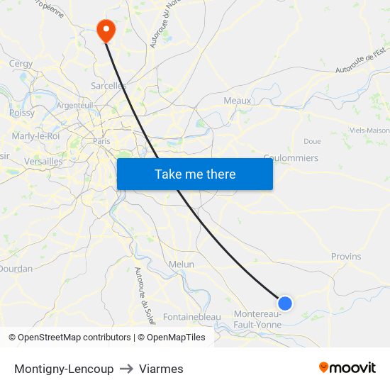 Montigny-Lencoup to Viarmes map