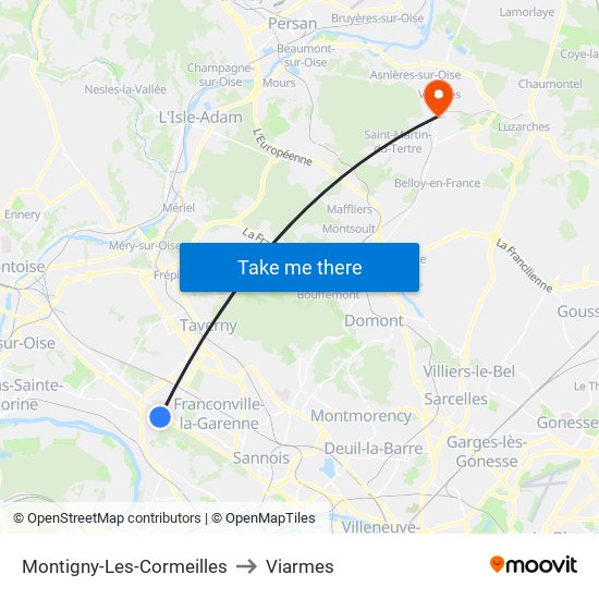 Montigny-Les-Cormeilles to Viarmes map