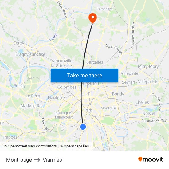 Montrouge to Viarmes map