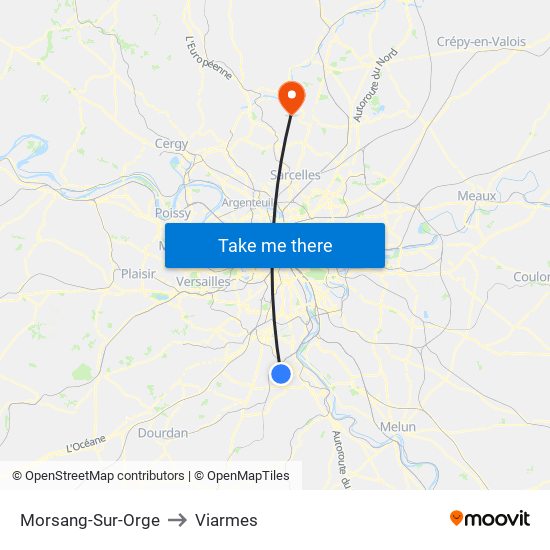 Morsang-Sur-Orge to Viarmes map