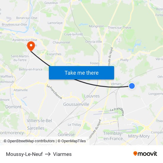 Moussy-Le-Neuf to Viarmes map