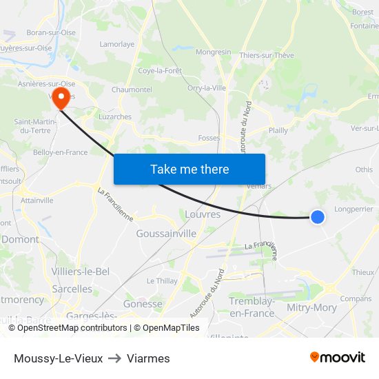 Moussy-Le-Vieux to Viarmes map